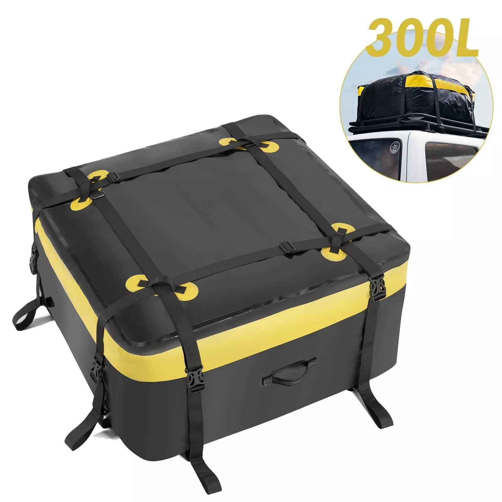 ROCKBROS 300L auton kattolaukku vedenpitävä auton matkatavaralaukku kattolaatikko taitettava PVC - Image 1