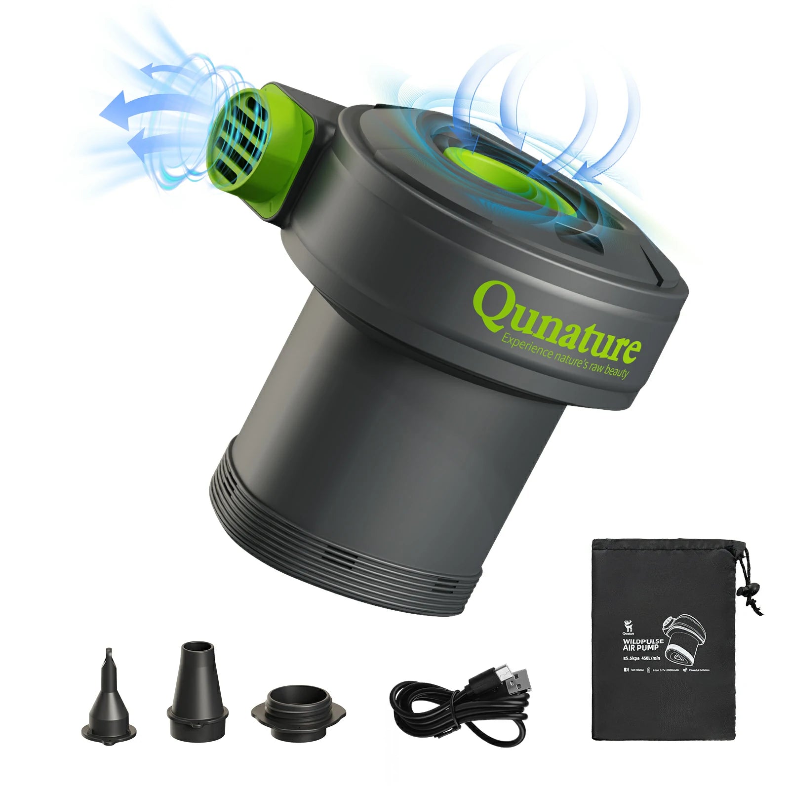 Sähköinen ilmapumppu 2-in-1, täyttö- ja tyhjennystoiminto, 2000 mAh ladattava akku, Quantum - Image 1