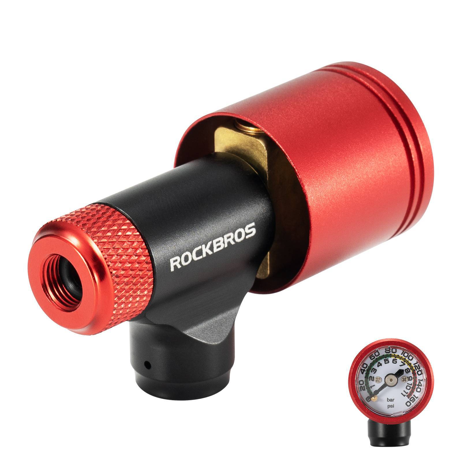 Polkupyörän pumppu CO2-patruunapumppu minipumppu paineenmittausventtiilillä ROCKBROS - Image 1
